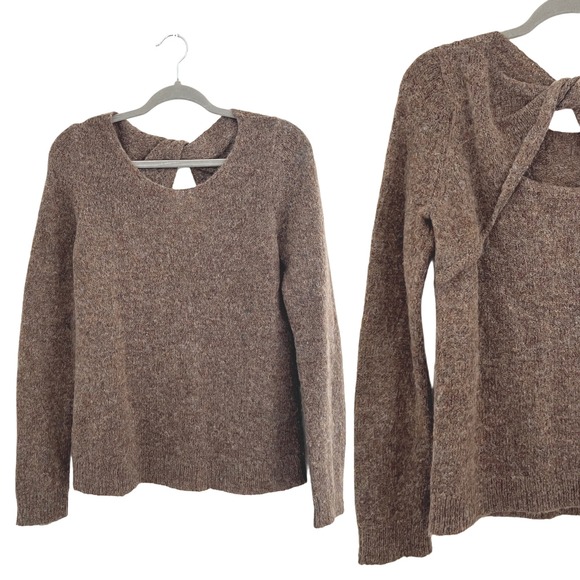 Comptoir des Cotonniers Brown Mohair Blend Bow Back Long Sleeve Sweater S - Picture 1 of 8